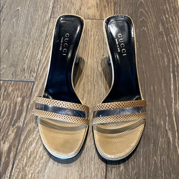 Gucci Shoes - Gucci Beige and Black Open-Toe Sandal Mules